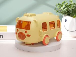 Bus Water Bottle For Kids With Strap, Sipper, & Straw