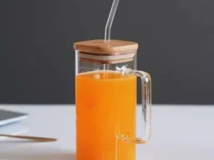 Glass Tumbler with Colored Handle
