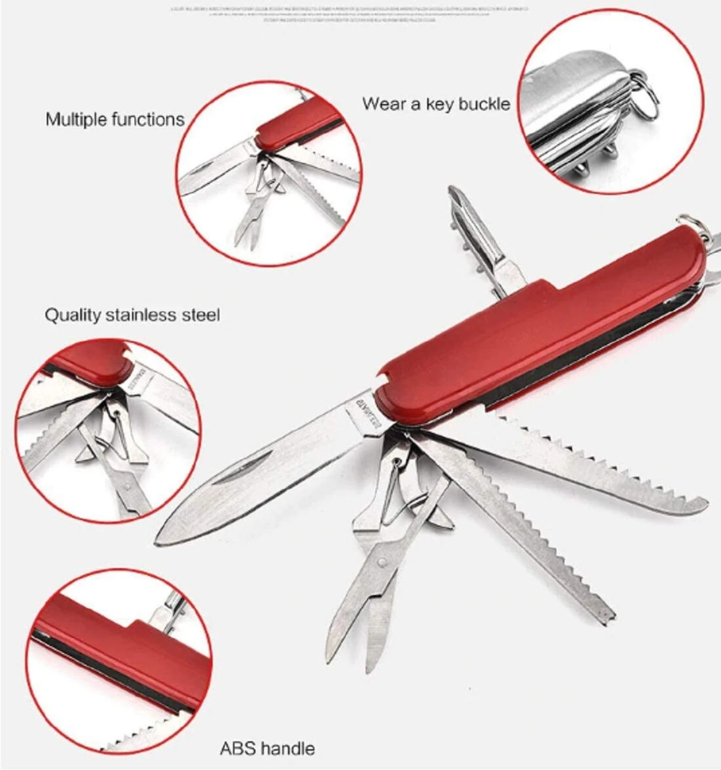 14 in 1 Multi Tool Swiss Knife – Red