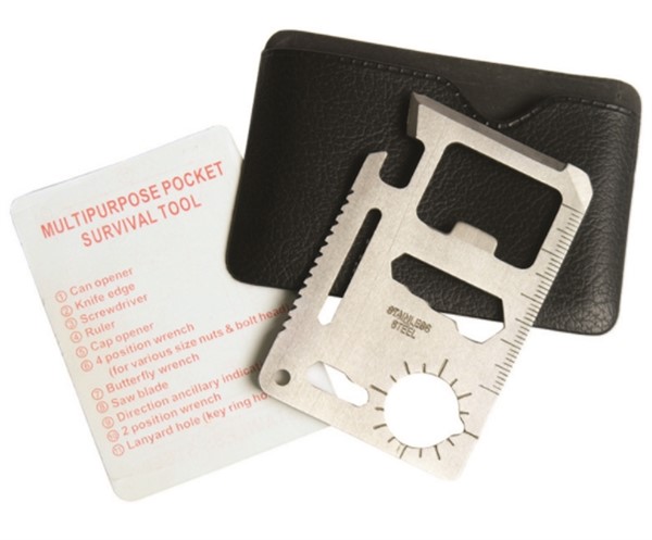 Multi-Purpose 11 in 1 Credit Card Tool- Small Silver