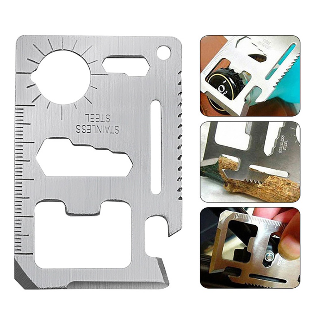 Multi-Purpose 11 in 1 Credit Card Tool- Small Silver