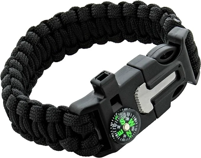 4 in 1 Survival Paracord Bracelet (Black)