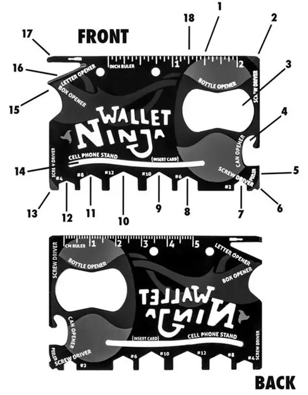 Ninja 18-in-1 Multi-Purpose Credit Card Size Pocket Tool