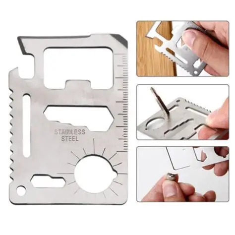 Multi-Purpose 11 in 1 Credit Card Tool- Small Silver