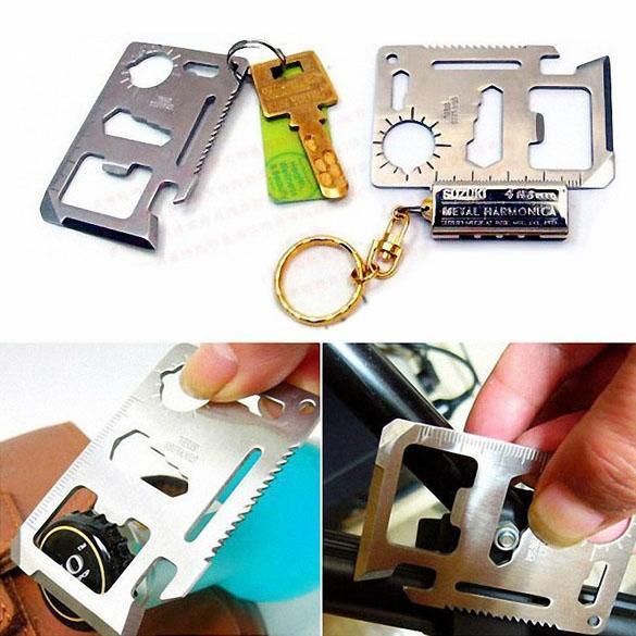 Multi-Purpose 11 in 1 Credit Card Tool- Small Silver