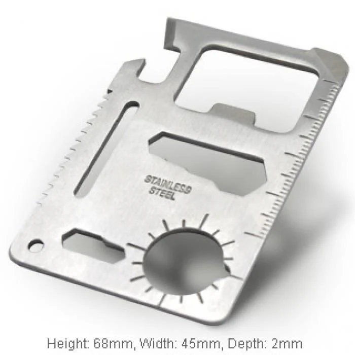 Multi-Purpose 11 in 1 Credit Card Tool- Small Silver