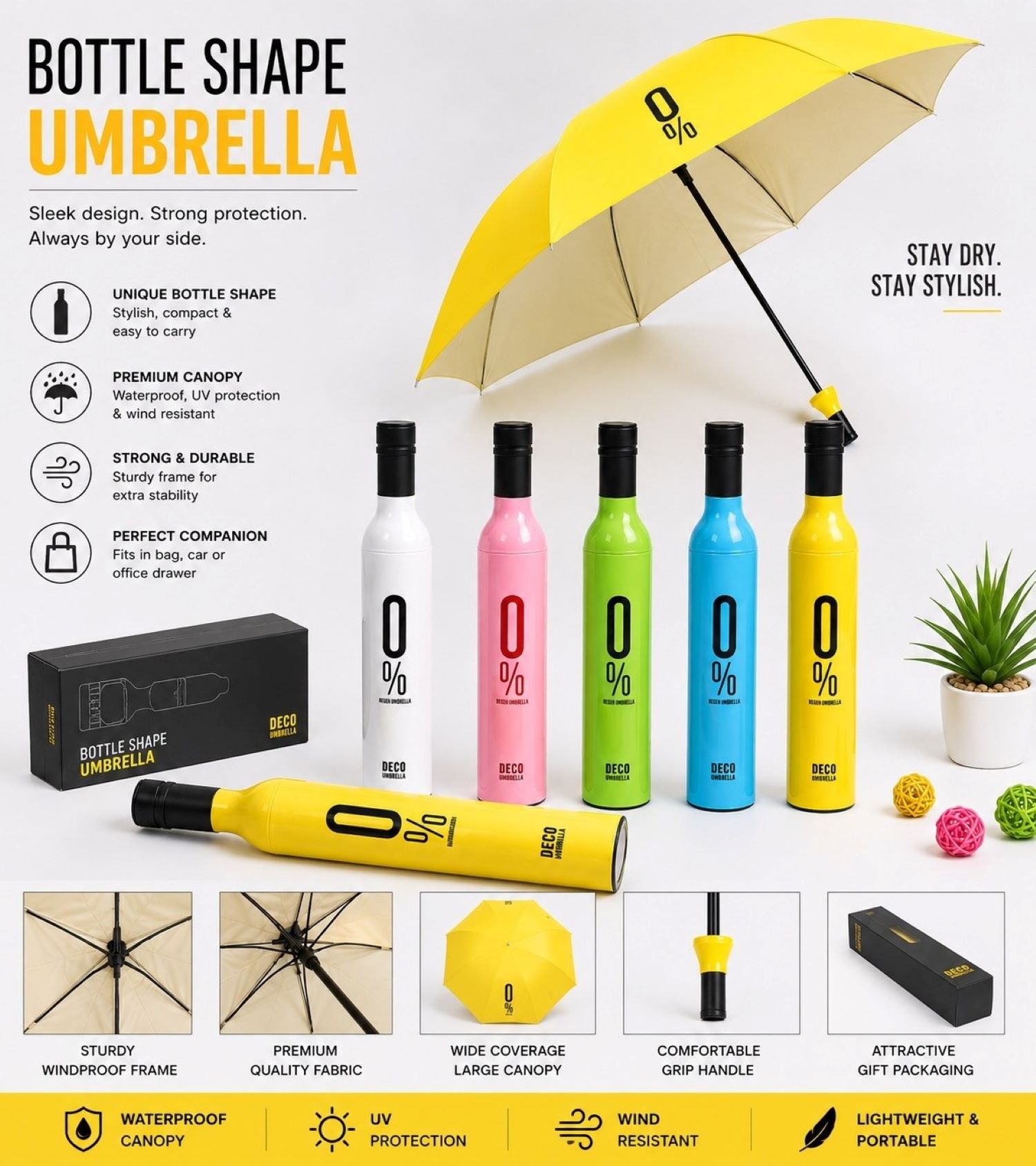 Mini Wine Bottle Umbrella